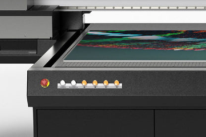 Roland EU-1000MF Flatbed UV Printer  printing onto material -  signmastersystems